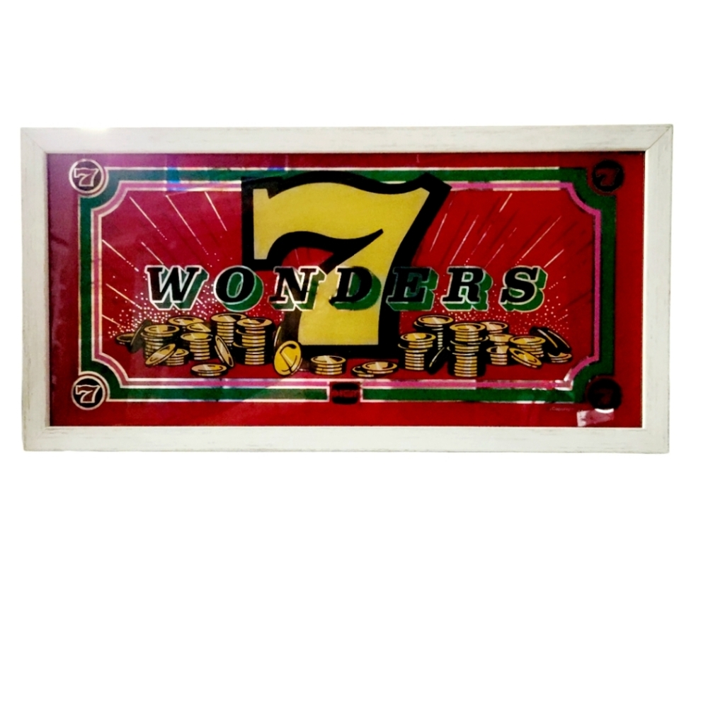 IGT Antique Wonders 7 Casino Machine Slot Framed Art Glass Picture‎ Panel Wall